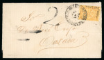 Stamp of Mexico » 1864 "Eagle" Issue 1864 Puebla, San Luis Potosí 2 Reales Orange Eagles 2nd /3rd Periods of Across The Lines covers group