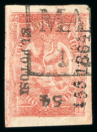 Stamp of Mexico » 1864 "Eagle" Issue 1864 San Luis Potosí El Catorce 8 Reales Red #155-1864 sub 54 Eagle 2nd Period