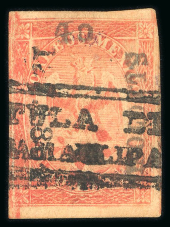 Stamp of Mexico » 1864 "Eagle" Issue 1864 San Luis Potosí Tula de Tamaulipas 8 Reales Red #127-1864 sub 40 Eagle 2nd Period