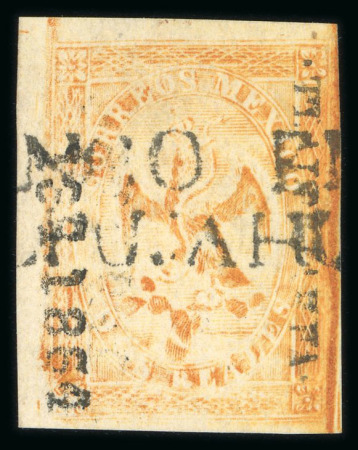 Stamp of Mexico » 1864 "Eagle" Issue 1864 Tlalpujahua 2 Reales Yellow #134-1864 Eagle 2nd Period