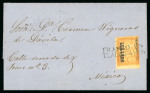 Stamp of Mexico » 1864 "Eagle" Issue 1864 Tlalpujahua 2 Reales Yellow #134-1864 Eagle 2nd Period on cover