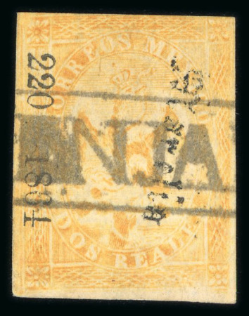 Stamp of Mexico » 1864 "Eagle" Issue 1864 Morelia Penjamillo 2 Reales Orange Eagle #220-1864 3rd Period