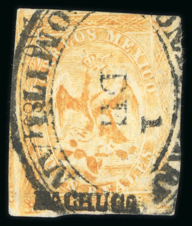 Stamp of Mexico » 1864 "Eagle" Issue 1864 Pachuca Omitlán 2 Reales Orange #210-1864 sub 1 Eagle 3rd Period from tiny town