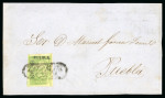 Stamp of Mexico » 1864 "Eagle" Issue 1864 Puebla Tepeji de la Seda 4 Reales Green #240-1864 sub 39 Eagle 3rd Period on front