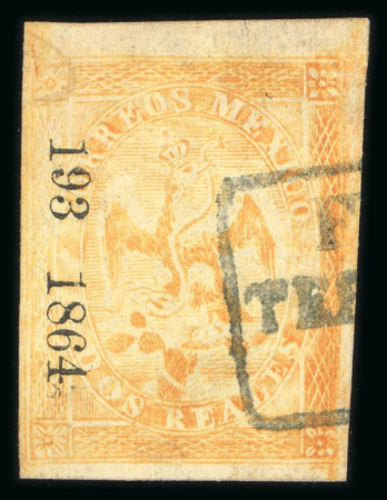 Stamp of Mexico » 1864 "Eagle" Issue 1864 Tepeacuilco No Name 2 Reales Orange #193-1864 Eagle 3rd Period