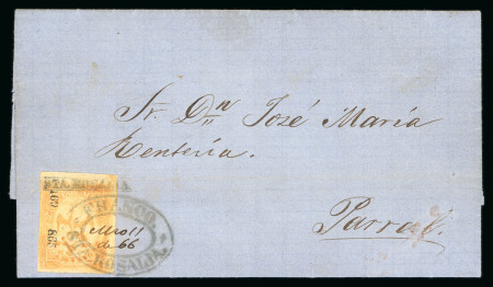 Stamp of Mexico » 1864 "Eagle" Issue 1865 Chihuahua Santa Rosalía 2 Reales Orange #169-1865 Eagle 4th Period Eagle on cover