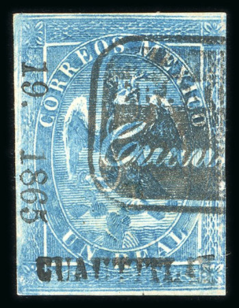 Stamp of Mexico » 1864 "Eagle" Issue 1865 Cuautitlán 1 Real Blue #19-1865 Eagle 4th Period.