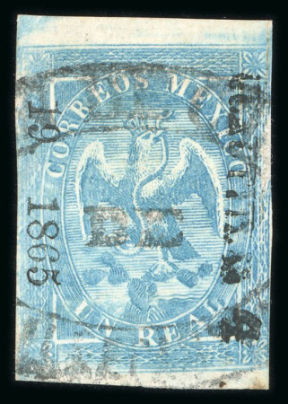 Stamp of Mexico » 1864 "Eagle" Issue 1865 Cuautitlán Tlalnepantla 1 Real Blue #19-1865 sub 4 Eagle 4th Period