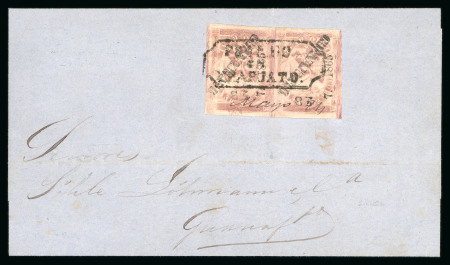 Stamp of Mexico » 1864 "Eagle" Issue 1865 Guanajuato Irapuato ½ Real Lilac pair #7-1865 sub 28 Eagle 4th Period on cover