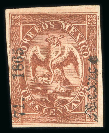 Stamp of Mexico » 1864 "Eagle" Issue 1865 Mexico District 3c Brown Eagle 71-1865