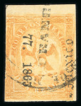 Stamp of Mexico » 1864 "Eagle" Issue 1865 Mexico District Gutiérrez consignment 2 Reales Orange #77-1865 Eagle 4th Period