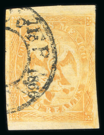 Stamp of Mexico » 1864 "Eagle" Issue 1866 Acapulco 2 Reales Orange Eagle #115-1866 5th Period