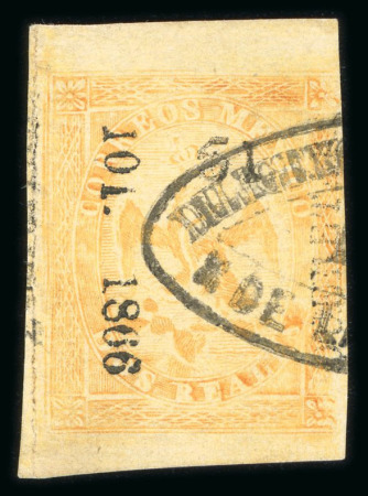 Stamp of Mexico » 1864 "Eagle" Issue 1866 Querétaro Diligencias La Quemada 2 Reales Orange #101-1866 sub 51 Eagle 5th Period