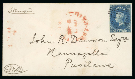 Stamp of Ceylon 1857-59, group of nine covers with 1d blue imperf. frankings from the Dawson correspondence sent at the local rate