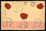 Stamp of Saudi Arabia » Turkish Post Offices » Mecca 1890 (7 Jan) Cover from Mecca to Escadar, franked on back with 20para rose red strip of 4 and two singles