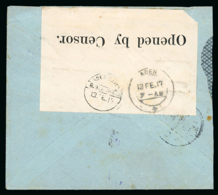 1917 (Feb) Cover (cropped at left) from Mecca to Aden,