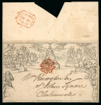 Stamp of Great Britain » 1840 Mulreadys & Caricatures » May Dates 1840 (May 8) 1d Mulready wrapper sent within London, cancelled by crisp red MC