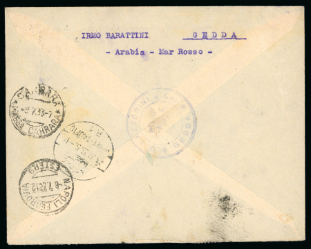 1933 Registered letter from Jeddah to Carrara, Italy,