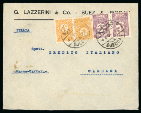 Stamp of Saudi Arabia » 1926-1932 Hejaz & Nejd 1932 Jeddah to Carrara, Italy, bearing pair of 1pi lilac, two singles 1/8pi yellow