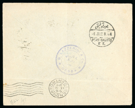 1932 Letter from Jeddah to Genoa, Italy, bearing two