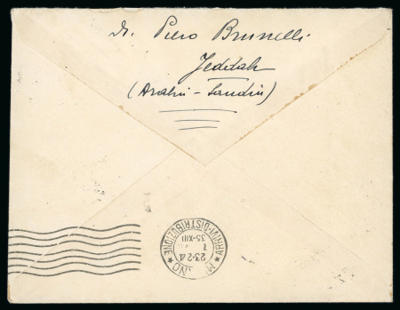 1935 Cover from Jeddah to Milan, rated 4g, franked