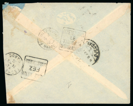 1935 3 1/2 g blue 1934 issue and 1/2 g red struck by
