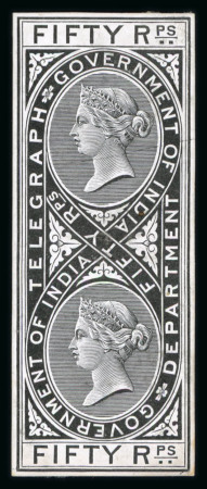 Stamp of India » Telegraph Stamps 1869-78 series of 11 die proofs in black on glazed card, stamp-size