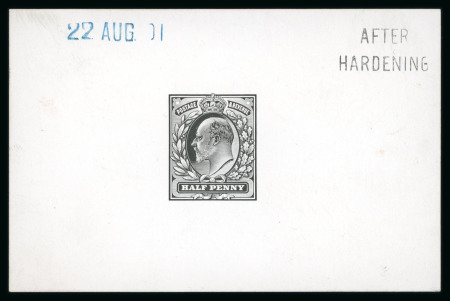 Stamp of Great Britain » King Edward VII » 1902-10 De La Rue Issues 1901 De La Rue 1/2d die proof in black on glazed card