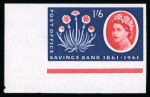 Stamp of Great Britain » Queen Elizabeth II 1961 Post Office Savings Bank set of three mint n.h. imperf. imprimaturs with "BPMA" hs on reverse