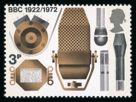 Stamp of Great Britain » Queen Elizabeth II 1972 BBC 3p with yellow (terminals) omitted, mint n.h.