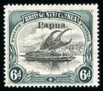 Stamp of Papua 1907 6d black & myrtle-green with double overprint mint