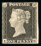 Stamp of Great Britain » 1840 1d Black and 1d Red plates 1a to 11 1840 1d grey-black pl.1a IH, close to good margins, unused