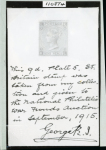 Stamp of Great Britain » 1855-1900 Surface Printed » 1865-67 Large Uncoloured Corner Letters, Wmk Large Garter & Emblems 1865-67 9d straw pl.5 KL line perf.14 abnormal, hinged to card inscribed by Sir Edward Denny Bacon and signed by King George V
