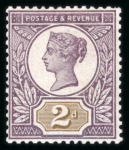 Stamp of Great Britain » 1855-1900 Surface Printed » 1887-1900 Jubilee Issue & 1891 £1 Green 1887-1900 Jubilee issue 2d set of 12 colour trials with purple head pate