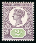 Stamp of Great Britain » 1855-1900 Surface Printed » 1887-1900 Jubilee Issue & 1891 £1 Green 1887-1900 Jubilee issue 2d set of 12 colour trials with purple head pate