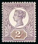 Stamp of Great Britain » 1855-1900 Surface Printed » 1887-1900 Jubilee Issue & 1891 £1 Green 1887-1900 Jubilee issue 2d set of 12 colour trials with purple head pate