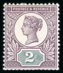 Stamp of Great Britain » 1855-1900 Surface Printed » 1887-1900 Jubilee Issue & 1891 £1 Green 1887-1900 Jubilee issue 2d set of 12 colour trials with purple head pate
