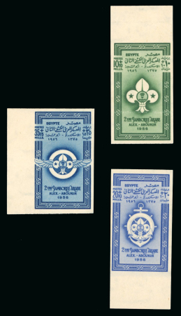 1956  Scout Jamboree, 10m+10m, 20m+10m, 35m+15m, complete set of imperforate