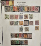 Stamp of German States » Wurttemberg 1851-1923 collection on printed pages with a useful range of earlier issues used