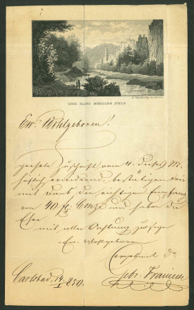Stamp of Austria » Bohemia (Böhmen) Austria 1850 Decorated letter head of CARLSBAD in Bohemia