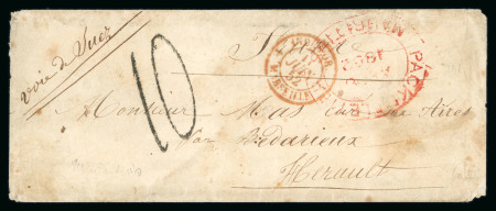 Stamp of Mauritius » Pre-Stamp & Stampless Postal History 1852 Mauritius (Apr 8) Cover sent to Hérault with red oval "Packet Letter Mauritius", sent via Marseille and Bordeaux