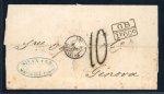 Stamp of Puerto Rico 1867 (Feb 8) Folded letter to Genoa sent from Mayaguez, via Puerto Rico, London, and Calais