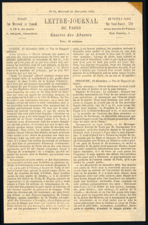 1870, Gazette des Absents n°18 avec supplément le plan