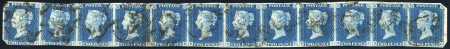 Stamp of Great Britain » 1840 2d Blue (ordered by plate number) 1840 2d blue pl.2 EA-EL complete row of 12, used