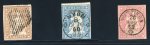 Stamp of Switzerland / Schweiz » Sitzende Helvetia Ungezähnt 1854-62 Strubel, 3 weissrandige Marken mit schönen Entwertungen