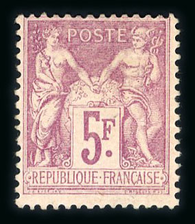 Stamp of France » Type Sage 1876-1900 1877,Type Sage 5 francs violet sur lilas Y&T n°95 type