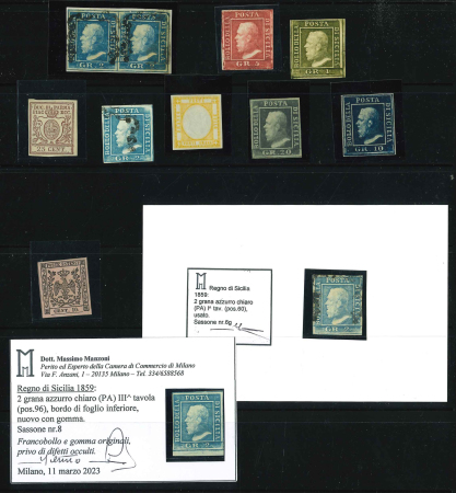 Stamp of Italy » Italy and Areas Collections and Lots 1858-1861, small group of mint/unused and used values (12)