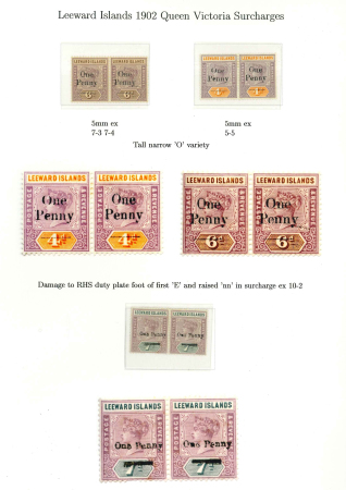 Stamp of Leeward Islands 1890-1938 a small specialised collection mounted on six pages