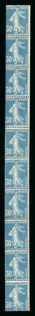 Stamp of France » Roulettes 1924, semeuse camée 30c bleu Y&T n° 192 en bande de
