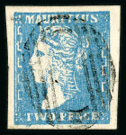 Stamp of Mauritius » 1859 Dardenne Issue (SG 41-44) 1859 Dardenne 2d pale blue, the "major retouch" to